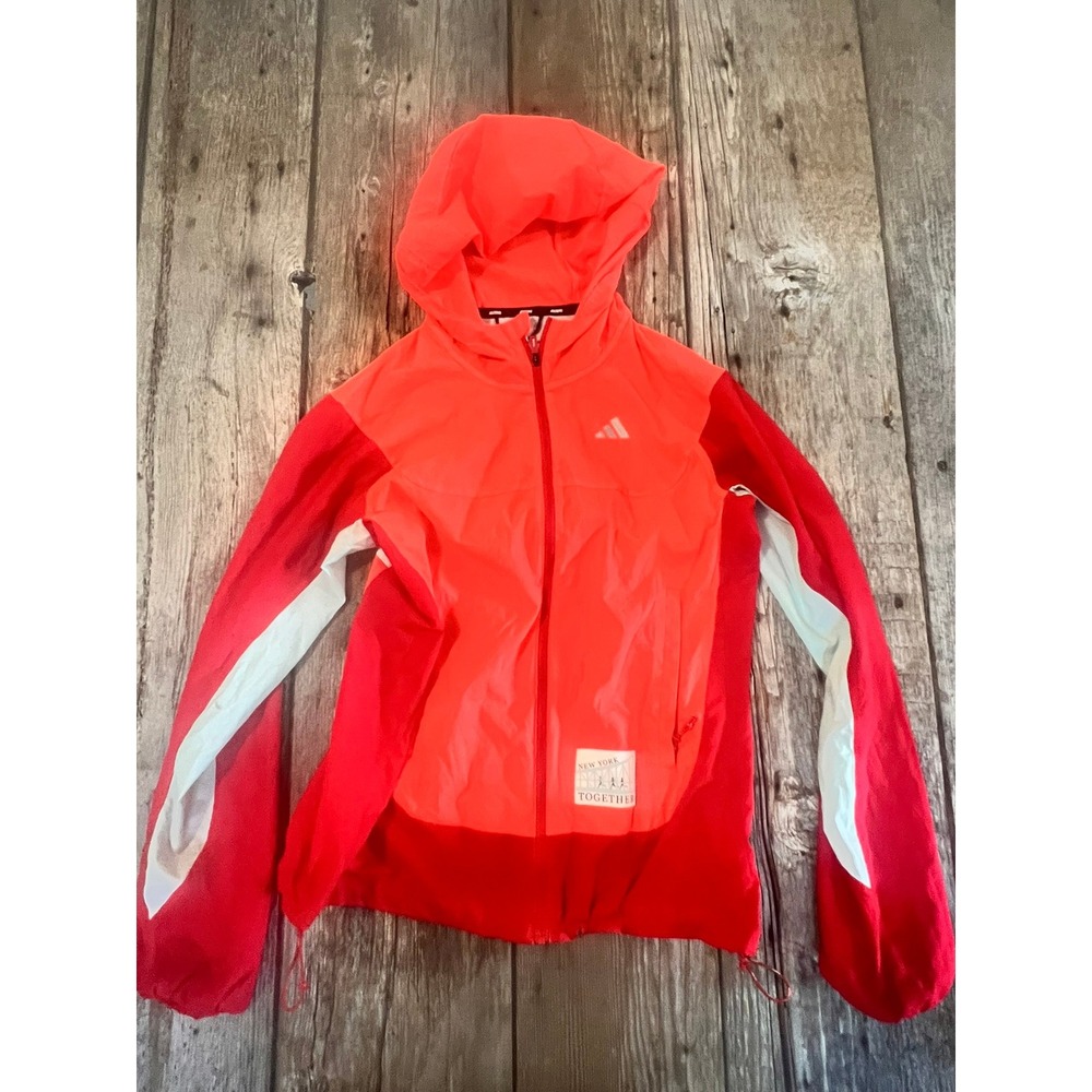 Adidas Adizero New York Together Running Jacket Neon Orange Red XS
